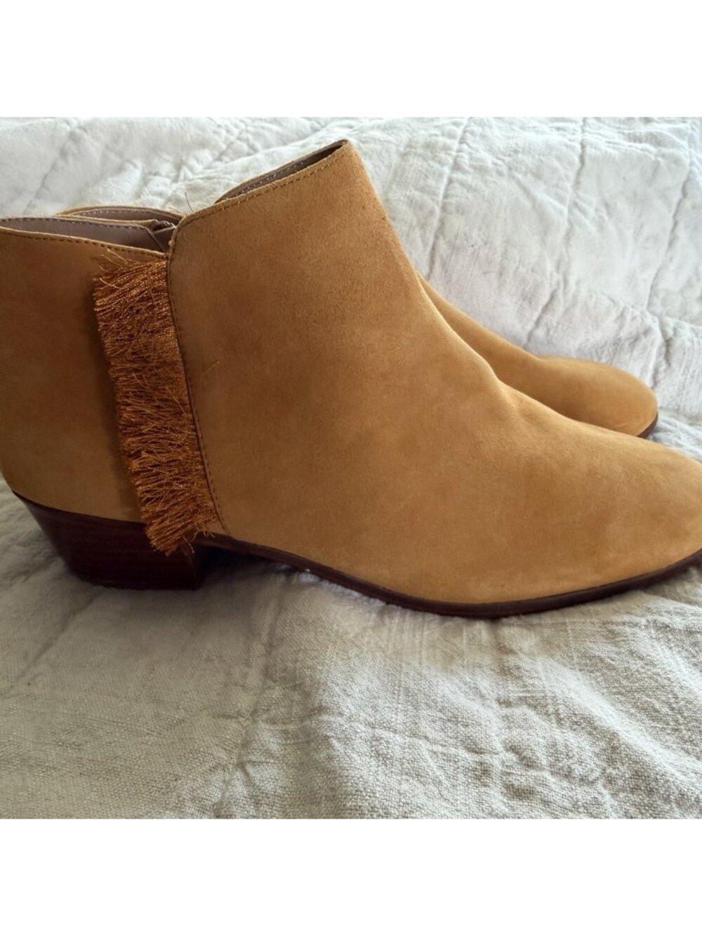 Anthropologie Women's Camel Suede Ankle Boots Sz 10 Eu 40